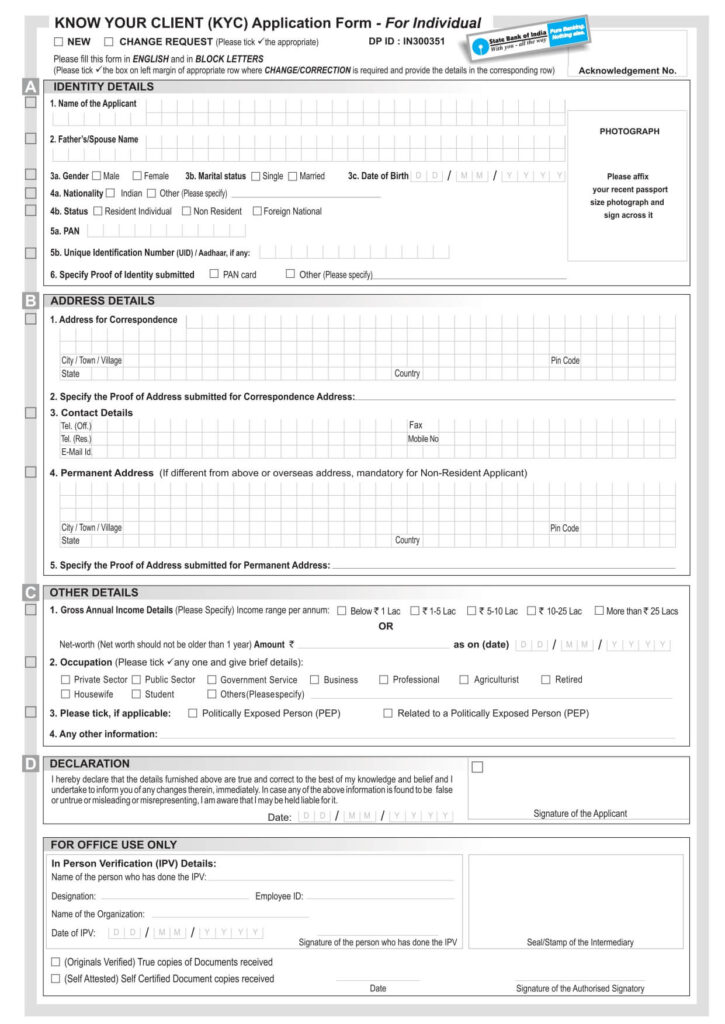 SBI Bank KYC Form Kaise Bhare